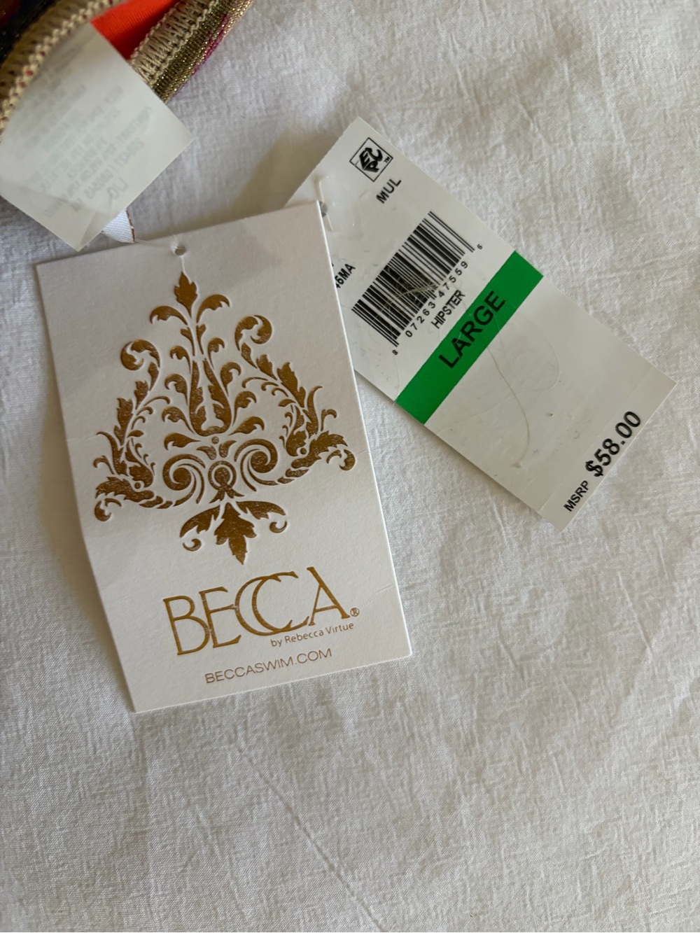 NWT BECCA by REBECCA VIRTUE Adela Ruched Hipster Bikini Bottoms size Large - Picture 7 of 7